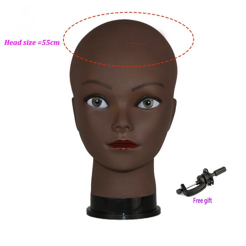 55cm Bald Mannequin Head With Clamp Cosmetology Manikin Head For Makeup Practice Female Maniqui Head For Wig Making Hat Display: Lilac