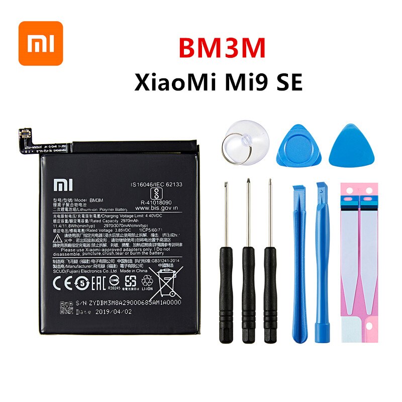 Xiao mi 100% Orginal BM3M 3070mAh Battery For Xiaomi 9 Se Mi9 SE Mi 9SE BM3M Phone Replacement Batteries +Tools