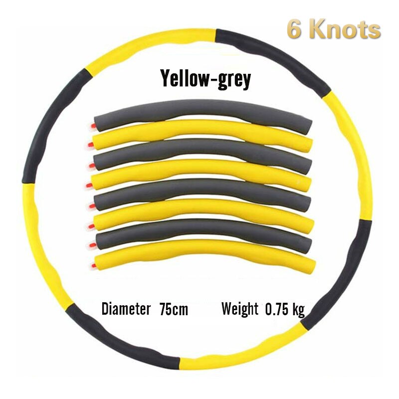 6/7/8 Knots Sport Equipment Fitness Hoop Detachable Foam Ring Adult Gymnastic Circle Thin Waist Exercise Hoop: Ivory