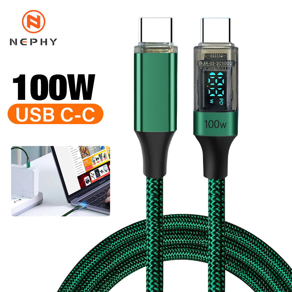 USB C Cable PD 100W Digital Display USB C to C Data Cord 0.5M/1M/2M Quick Charge Type-C Charging Line for Mobile Phone Laptop