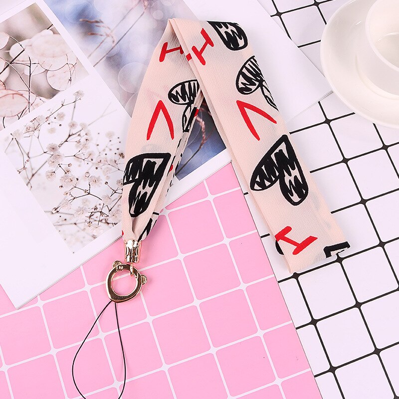 Mobile silk Lanyard neck strap for key card phone string kawaii wrist strap hand key cord necklace phone holder rope: 6