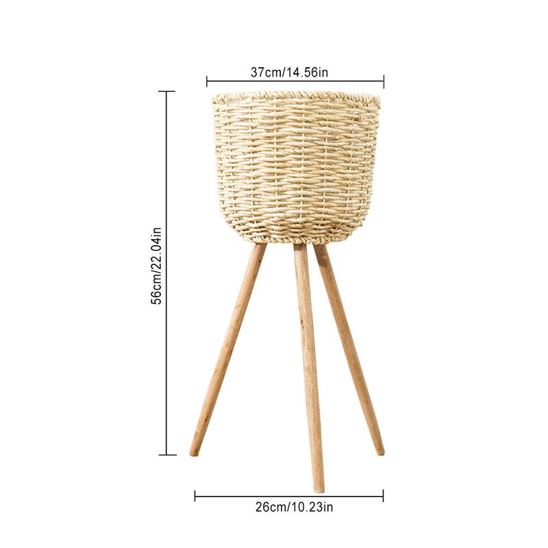 Handmade Bamboo Storage Baskets Laundry Straw Patchwork Wicker Rattan Seagrass Belly Garden Flower Pot Planter Basket: M