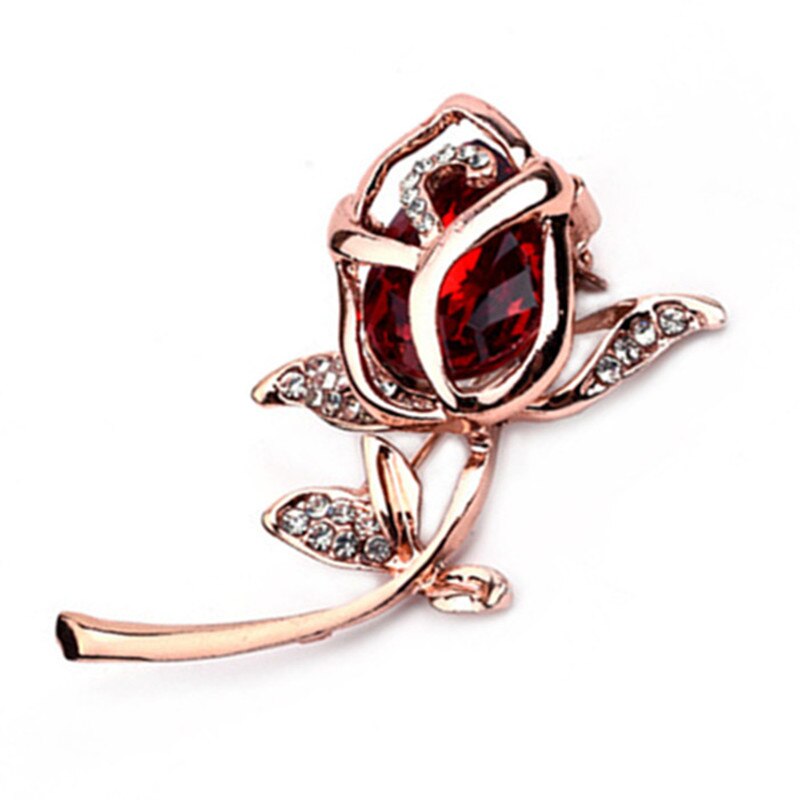 Crystal Brooch Bauhinia Brooches Lapel Pin Rhinestone Brooches Corsage Wedding Jewelry Women: Rose