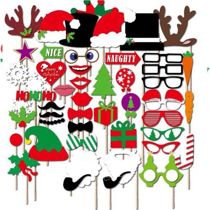 17Stck Papier Weihnachten Hütte Lustige Interessant Party Fotografie Requisiten Weihnachten Kreative Foto Verkaufsstand Requisiten freundlicher Spielzeug Dekorationen: 50Stck