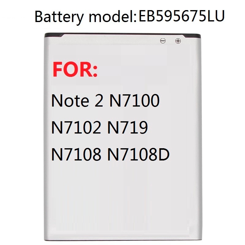 Battery EB595675LU For Samsung Galaxy Note 2 N7100 N7102 N719 N7108 N7108D NOTE2 3100mAh