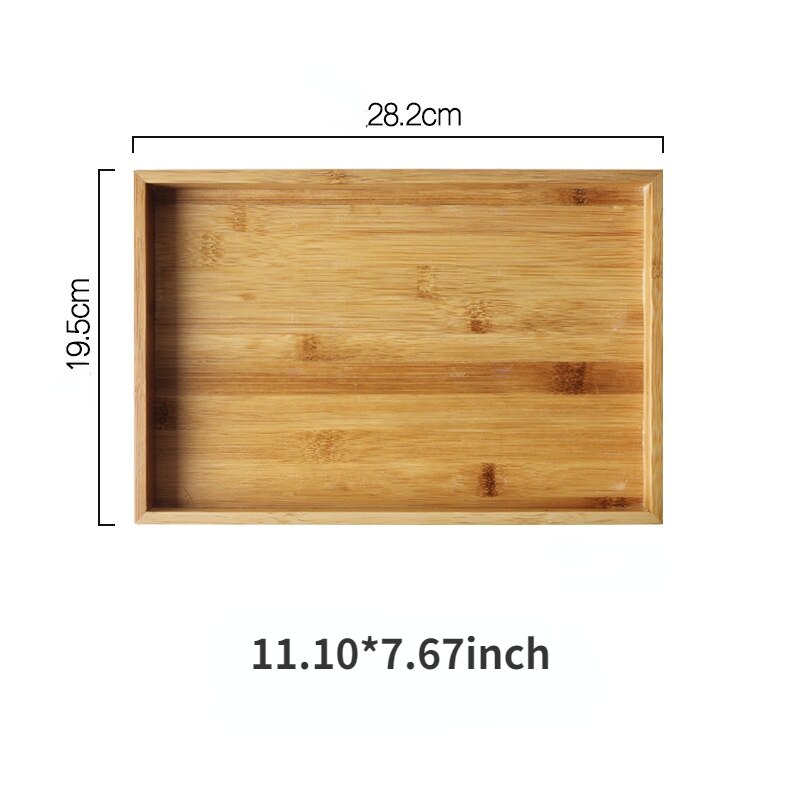 Bamboo wooden tray rectangular tea tray solid wood household water cup tray Japanese style wooden bread wooden dinner plate: Tray-5