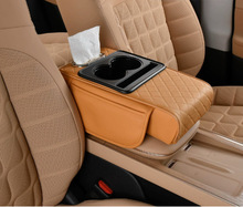 Universal Car Armrest Box Heightener Pad - Multifunctional Extended Auto Center Console Cushion with Built-in Tissue Box for Enh: Orange