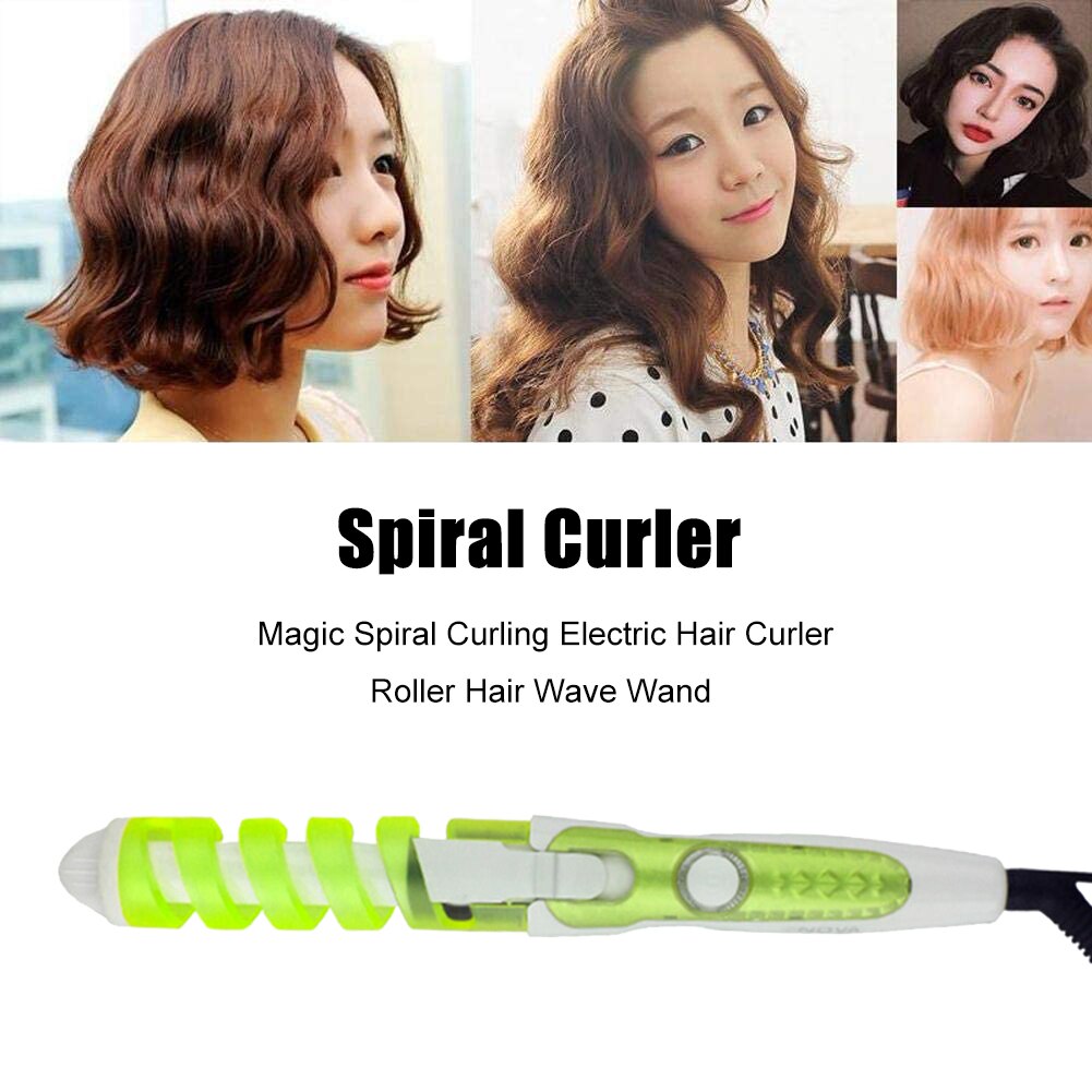 barril de cerámica magia tenacillas en espiral eléctrica rizador de pelo varita rizadora recto rizador Styler herramientas de peinado de la UE