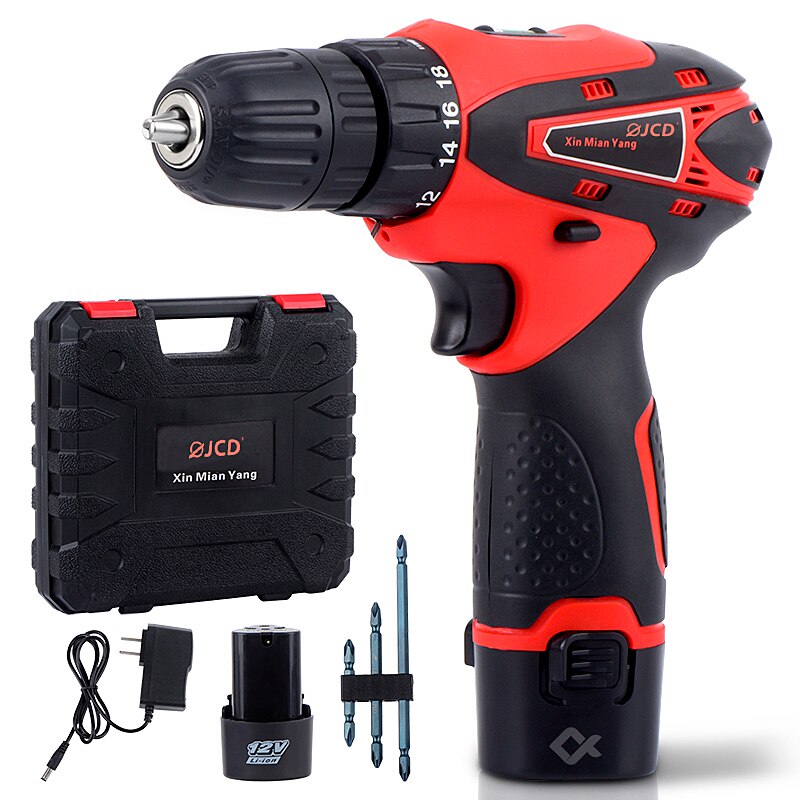 Tester Multimeter Power Tools Combo Kit Cordless Drill Set with 12V Lithium Driver Household Hand Tool Kit for Home Repair: Red