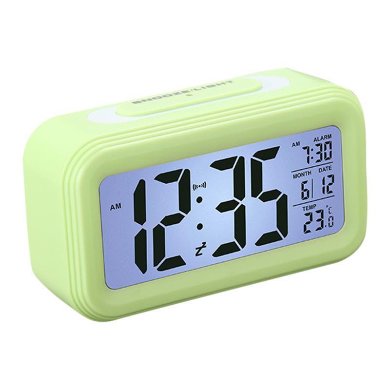 Digital Alarm Clock Electronic Table Clock With Snooze LED Display Desk Clocks With Temperature Calendar Smart Alarm Clock: green