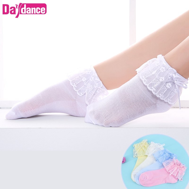 Calcetines tobilleros con volantes y encaje para niñas, blancos y princesas, estilo coreano, 5 pares