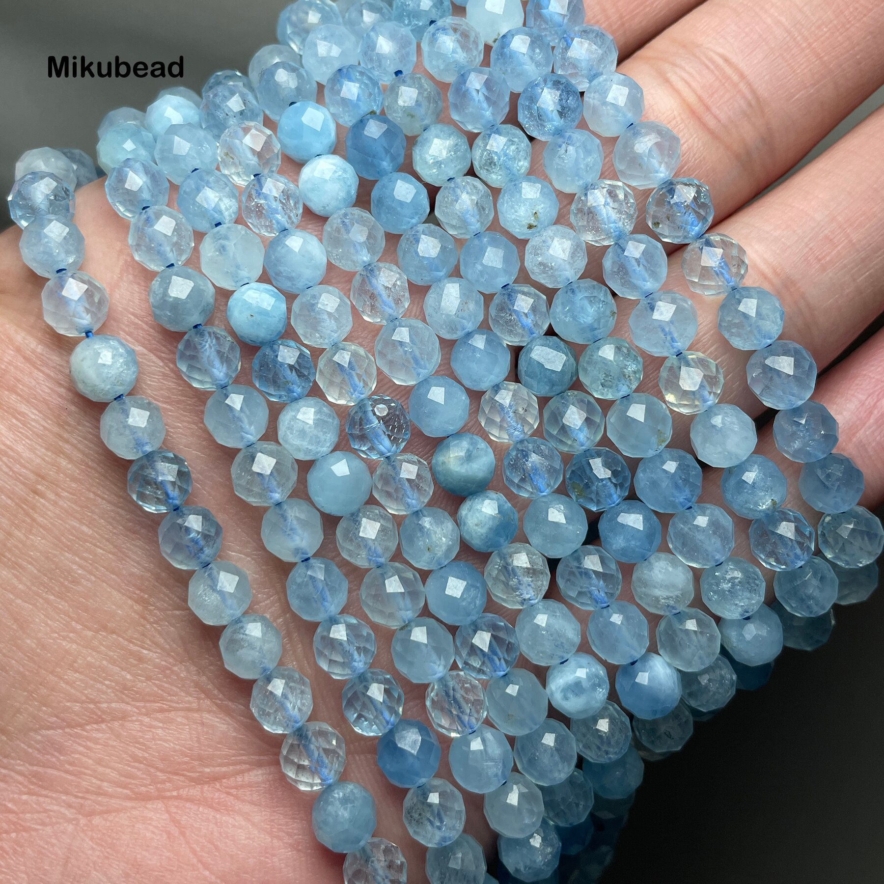 Natürliche AAA 6mm +-0,3 Aquamarin Facettierte Runde verlieren Perlen Für Schmuck Machen DIY Armbänder Halskette Oder Mikubeads