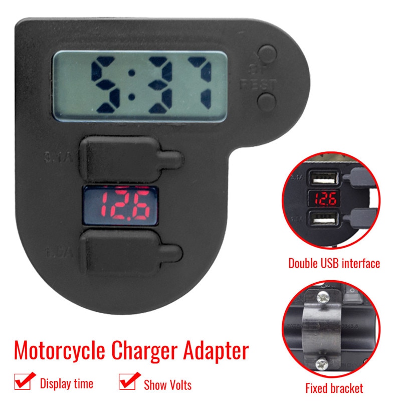 Universal USB Motorcycle Waterproof Charger Motorbike Adapter Electric Bicycle Digital Voltmeter Gauge Handlebar Car-styling