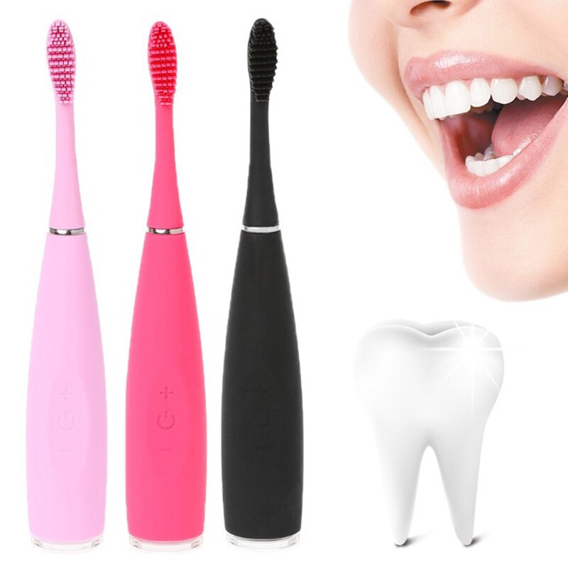 Cepillo de dientes eléctrico sónico de silicona, cepillo de dientes eléctrico de cerdas suaves, impermeable, Limpieza Profunda, cabezal de cepillo de grado alimenticio,