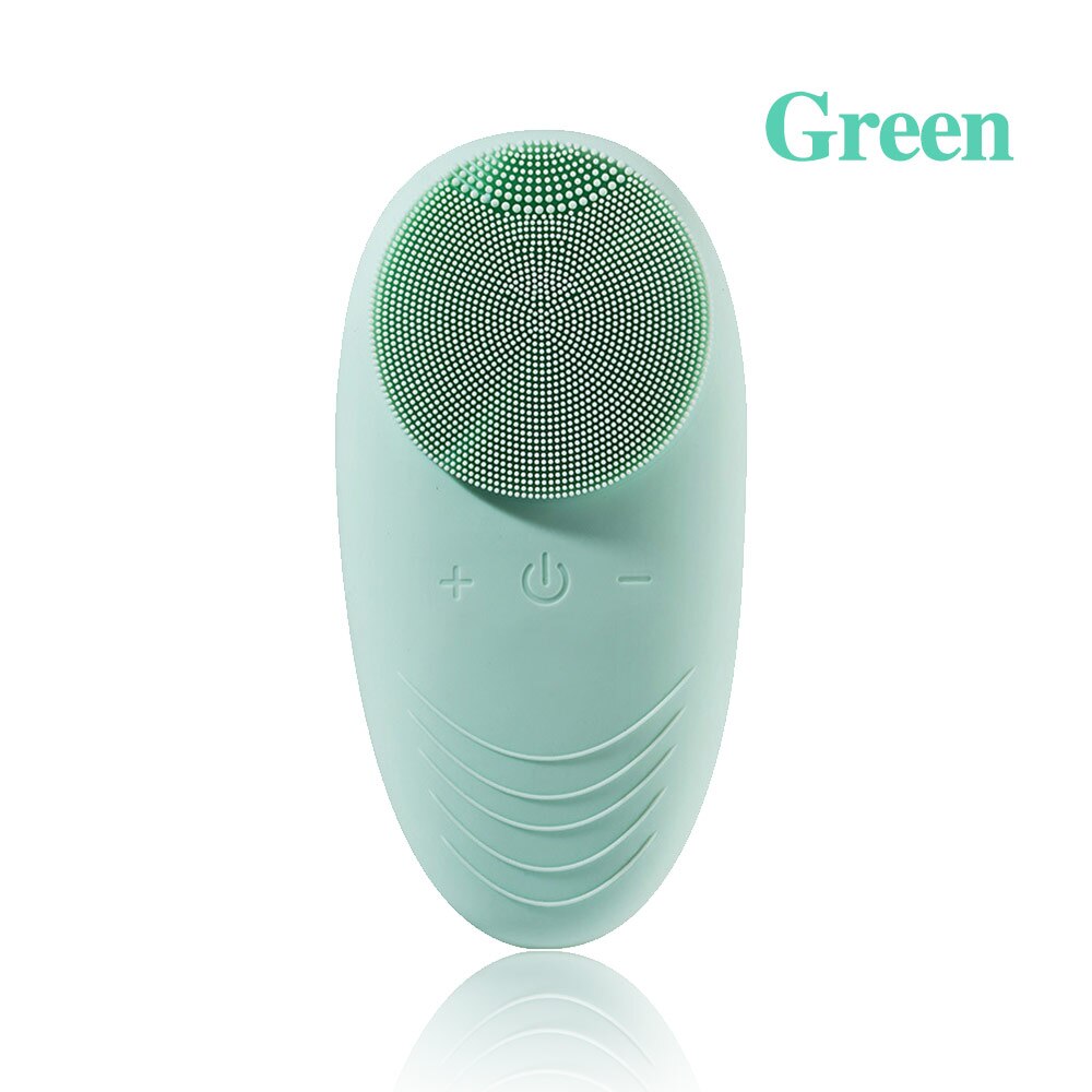Usb draagbare siliconen gezichtsreiniger borstel gezichtsmassager elektrische mini vibrerende gezichtsreiniger borstel waterdicht huidverzorgingsapparaat: Groente