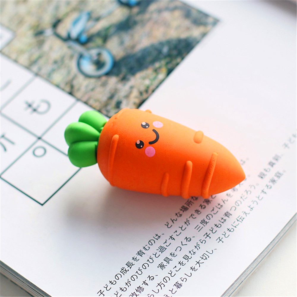 Novelty Cartoon Carrot Eraser Correction Pencil Tools Eraser For Kids Study Stationery Supplies
