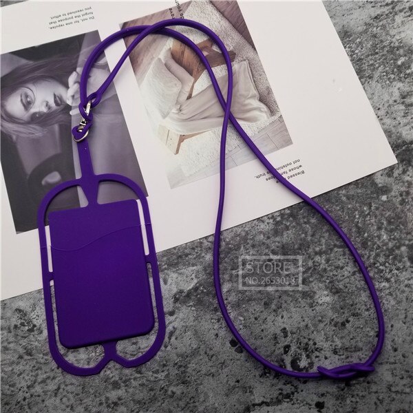 Lanière universelle en Silicone pour téléphone portable, porte-cartes, étui pour téléphone portable, collier, à la , pour environ 5.5 de tous les téléphones: purple