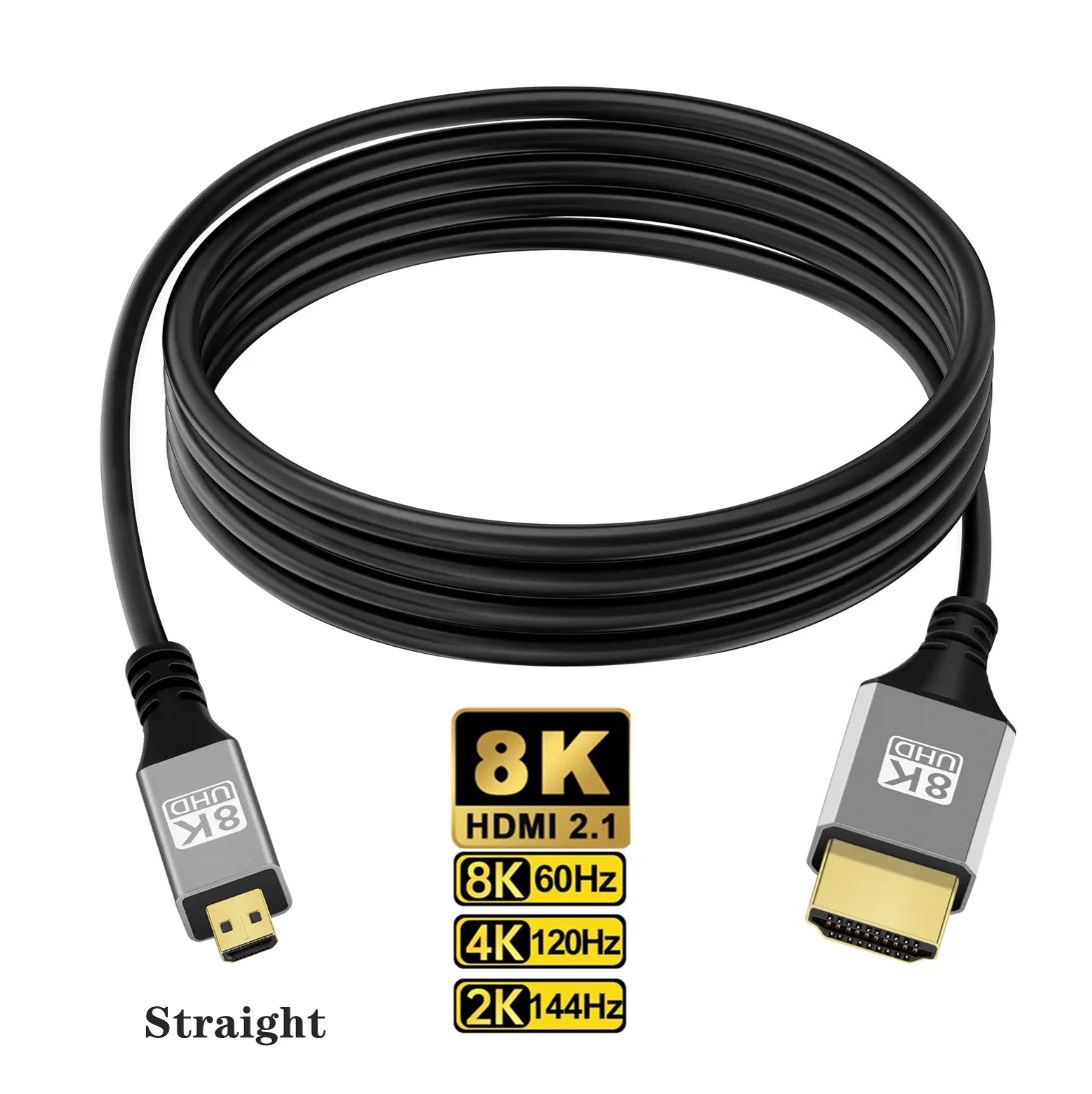 Cable Micro Mini HDMI a HDMI, compatible con ángulo de 90 grados, 8K, 5K, 2,1 V, para TV, PC, cámara Digital, tableta, Mini Cable Hdmi a Hdmi: Castaño / 1,5 m