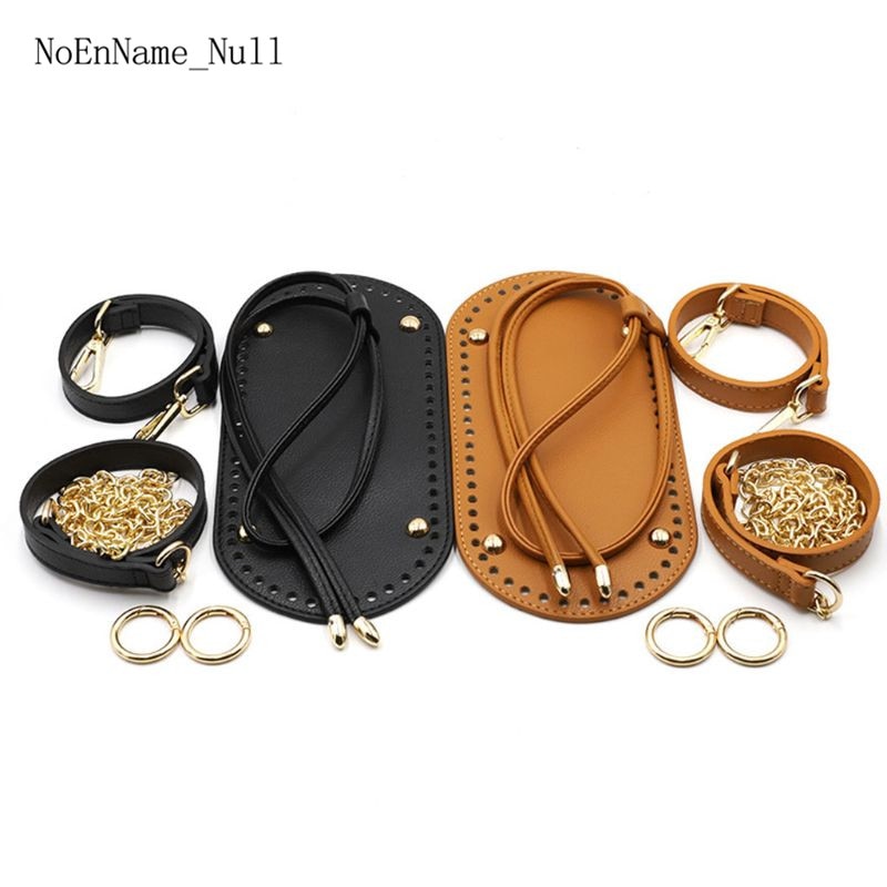Bolsa de mano de ganchillo hecha a mano DIY, 5 unidades por juego, bolsa de accesorios, correa de cadena de cuero Artificial al hombro, asa para bolsa, repuesto inferior