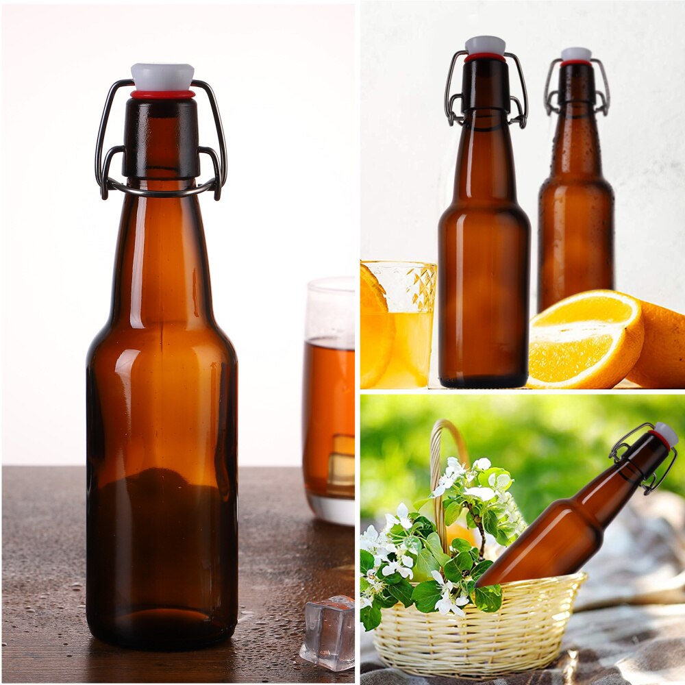 Contenedor de sellado de botellas de vidrio para el hogar, 2 uds., botella de cristal con hebilla, botella de almacenamiento de cerveza para zumo, decoración de almacenamiento de cerveza