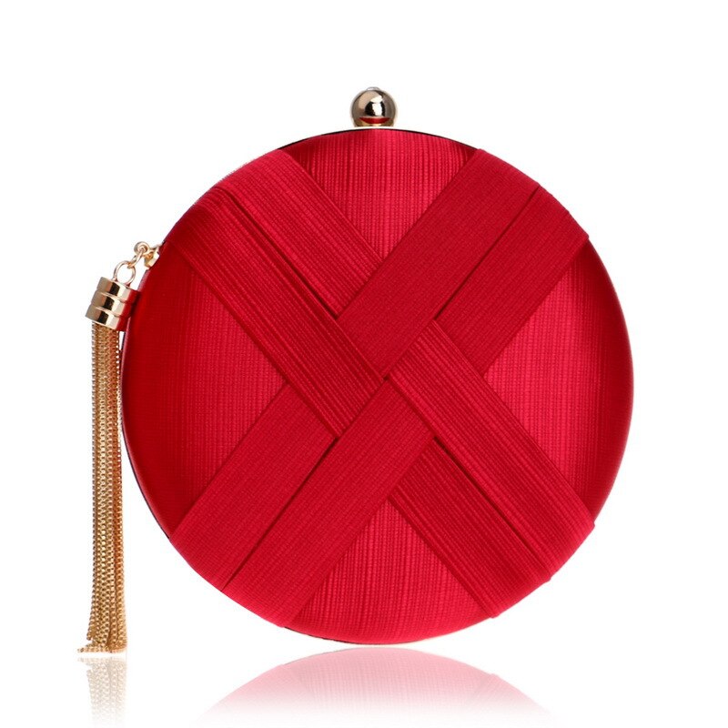 Luxe tas met kwastjes voor dames, schoudertas van leer, avondtas met ketting, messengertas en crossbodytas voor dames: Rood