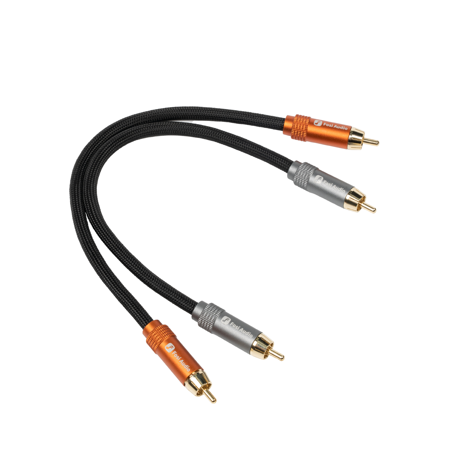 Kabel Głośnikowy Fosi Audio Nylonowy Pleciony - Pozłacane Wtyki Bananowe - 1,8 m + 0,3 m: Srebrny