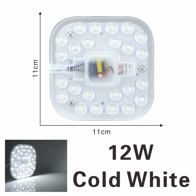 Led-loftslamper modul  ac220v 230v 240v 12w 18w 24w 36w led-lys udskift loftlampe belysningskilde praktisk installation: 12w kold hvid