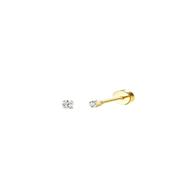 2 uds. Pendientes delicados de acero inoxidable con parte posterior plana para mujer, pendientes de cartílago de , pendientes de aro pequeños Huggie, joyería: Bañado en rodio de imitación