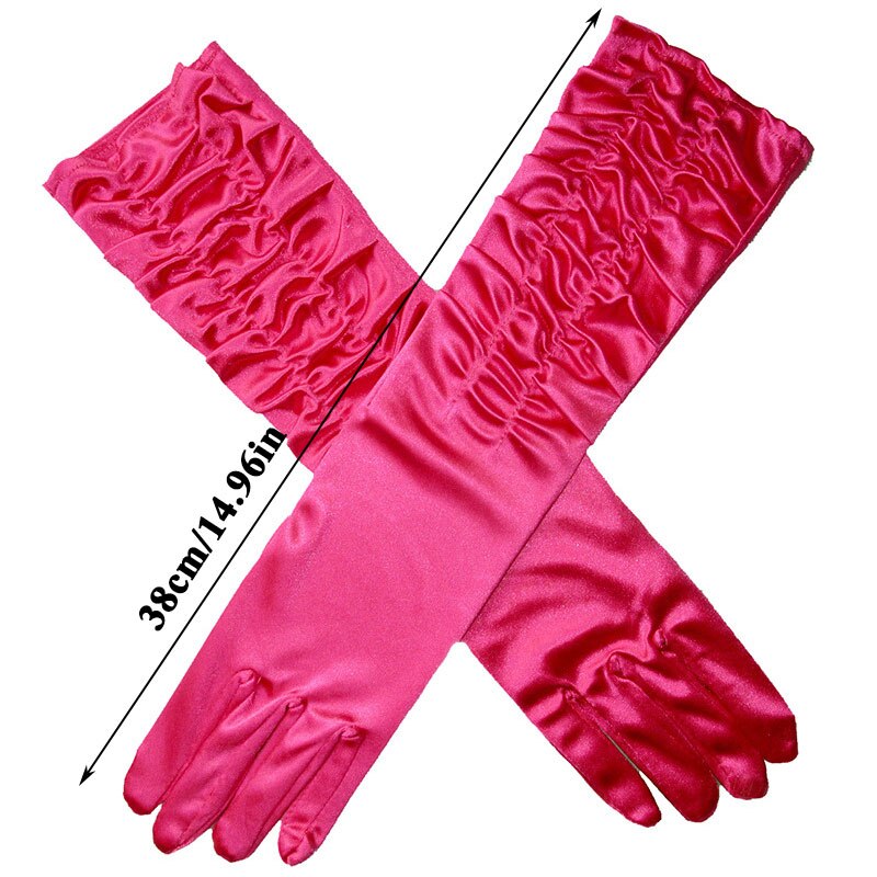 Gants longs en Satin extensible pour adulte, noir, blanc, rouge, gris, peau opéra/coude/poignet, Costume assorti pour femme