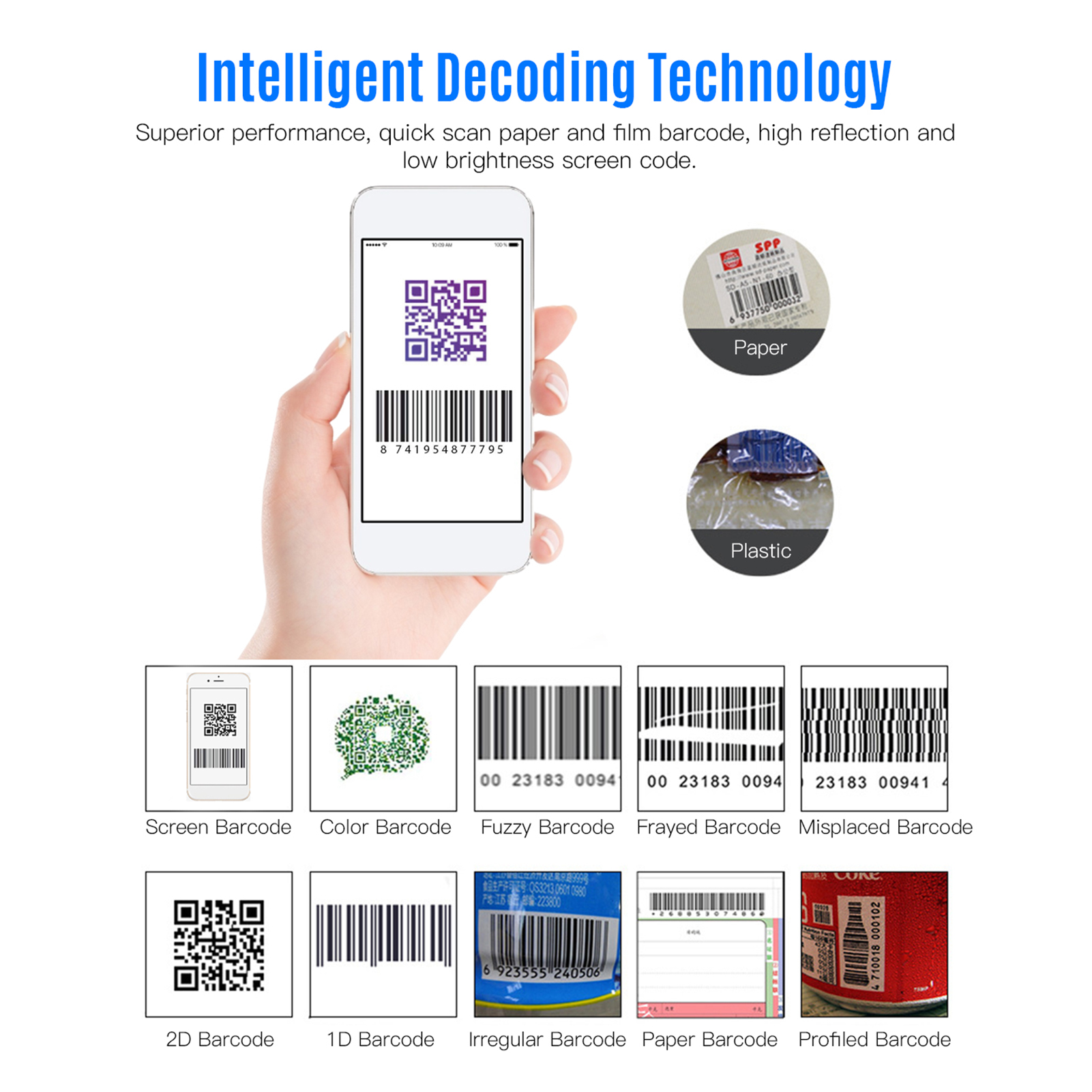 Embedded 1D 2D Barcode Scanner QR Bar Code Reader Module Scanner Auto Scanning for Gate Machine Tickets Checking Mobile Payment