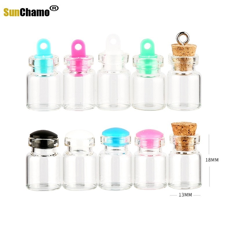 Cork Stopper Mini Glass Small Bottle Tiny Jars Home Decorative Wish Vials for Decoration 13x18mm Multicolor Bottles Cap
