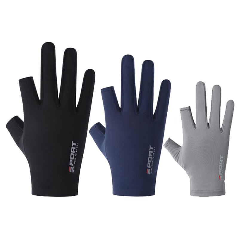 Sommer is silke halvfinger helhandsker kørsel cykling mænd elastisk uv-beskyttelse solcreme skridsikker kvinder to-finger handsker