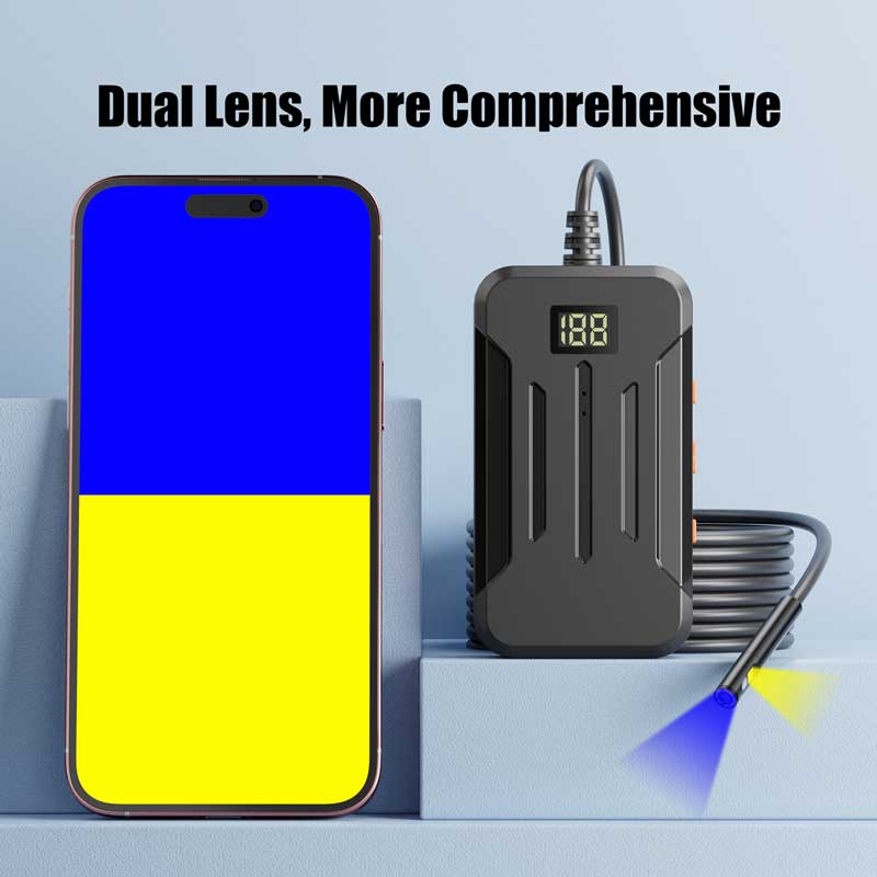 Cámara endoscópica WiFi 1080P HD, lente Dual, impermeable, Cable rígido, inspección de tuberías, boroscopio Industrial para comprobar el coche