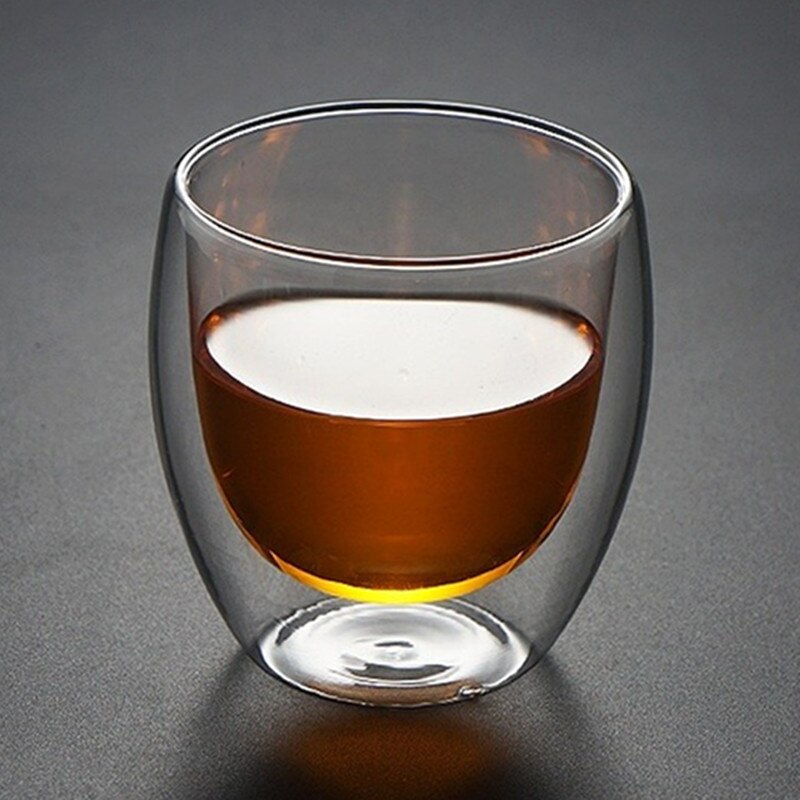 Double wall glass cup Heat resistant glass coffee cup Whiskey Glass tea cup beer mug 80ml capacity glass cup shot drinkware: 250ML