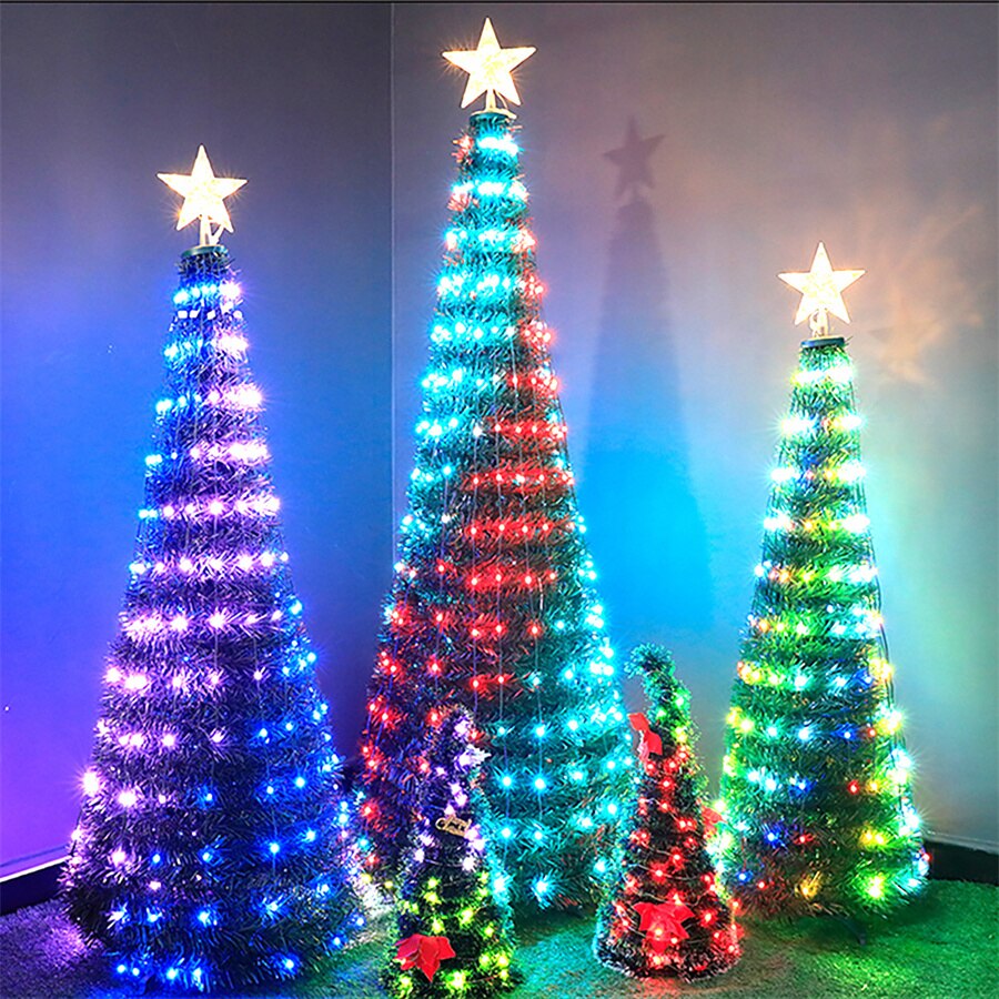 Guirlande lumineuse intelligente pour sapin de noël, 10/20M, avec télécommande, Bluetooth, application de contrôle RGB, luminaire décoratif pour fête de mariage