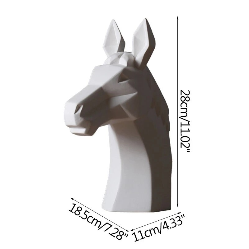 Tête de cheval abstraite en céramique blanche, Sculpture d'animal, pour la décoration de la maison, accessoires, mobilier d'exposition de salon