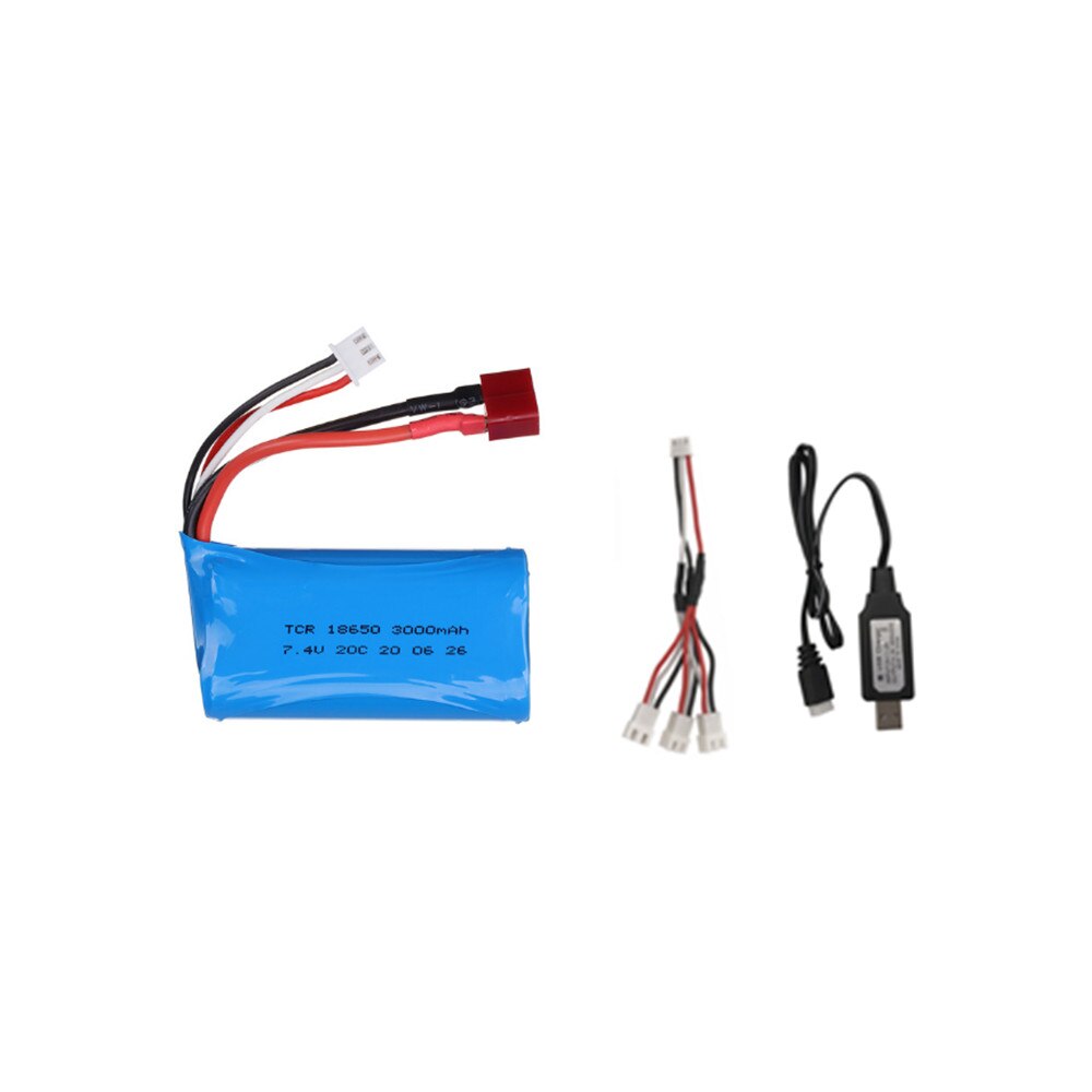 7.4V 3000mAh lipo Battery 18650 for Q46 Wltoys 10428 /12428/12423 RC Car Spare Parts 7.4V 2S battery with charger for toys parts: Light Grey
