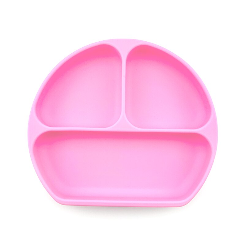 Children&#39;s dishes baby Silicone Sucker Bowl Baby placemat Tableware Set Smile Face Baby Tableware Set kids plate: love pink