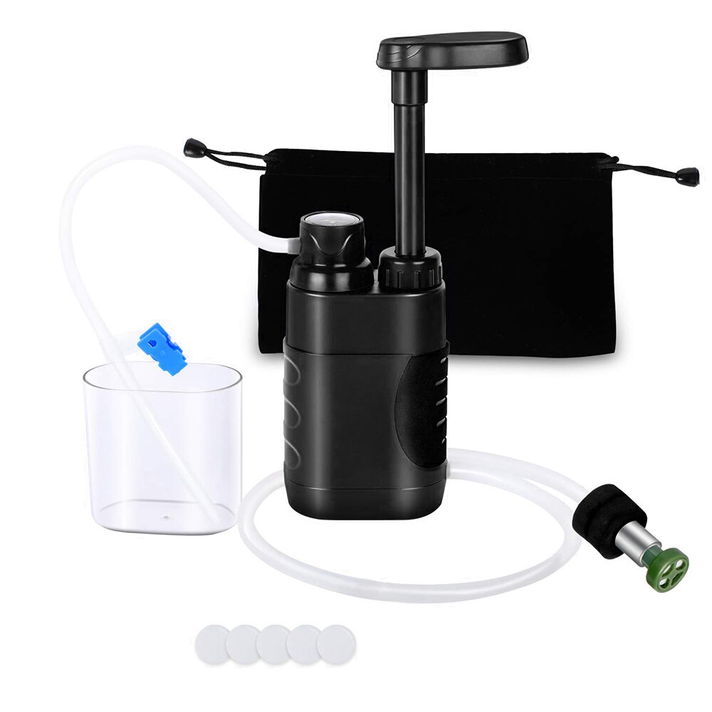 Min 5000L Outdoor Draagbare Water Filter Veiligheid Nood Waterzuiveraar Persoonlijke Filtratie Outdoor Activiteiten Water Filter: Black