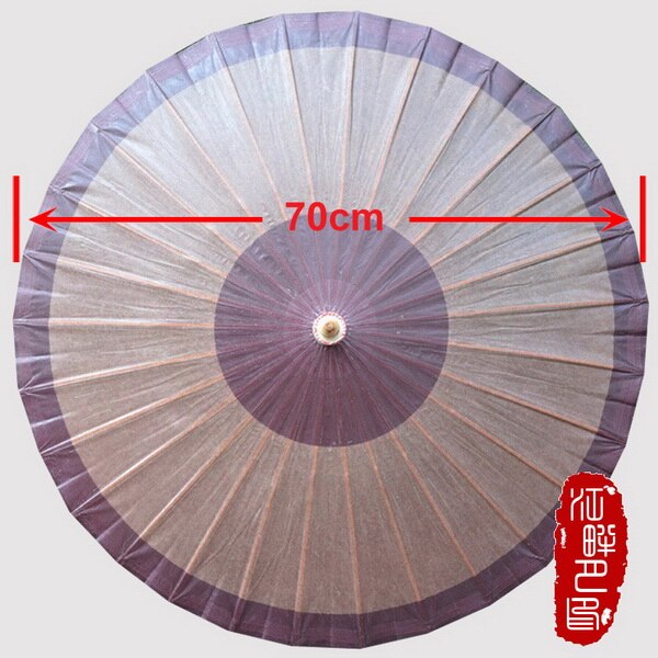 Paraguas artesanal chino de Color profundo de madera para mujer, sombrilla con manija larga, estilo Retro para adultos, paraguas de papel al óleo, decoración para exposiciones artísticas: Diameter 70CM
