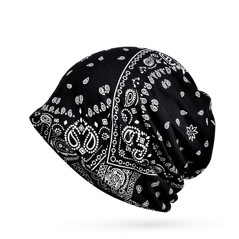 Winter Beanies Cap Scarf Printed Travel Headwear Sunshade Breathable Elastic Cotton Hat Neck Warmer: 10