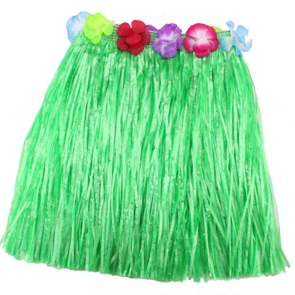 Girls Hula Show Grass Beach Dance Activity Skirt Children 40CM Skirts Wreath Bra Garland Fun Hawaiian Party Supplies: Green