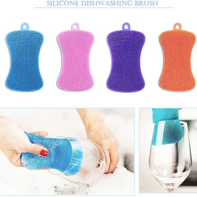 Esponja de silicona para cocina, depurador para lavar platos, esponja de limpieza para el hogar, utensilios de cocina, accesorios de cepillo para platos, 1 Uds.