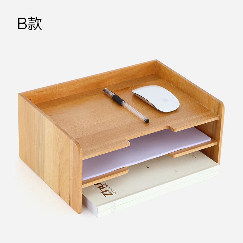 Solid wood office paper A4 file shelf wooden desktop storage file box office data storage bracket: Style 3