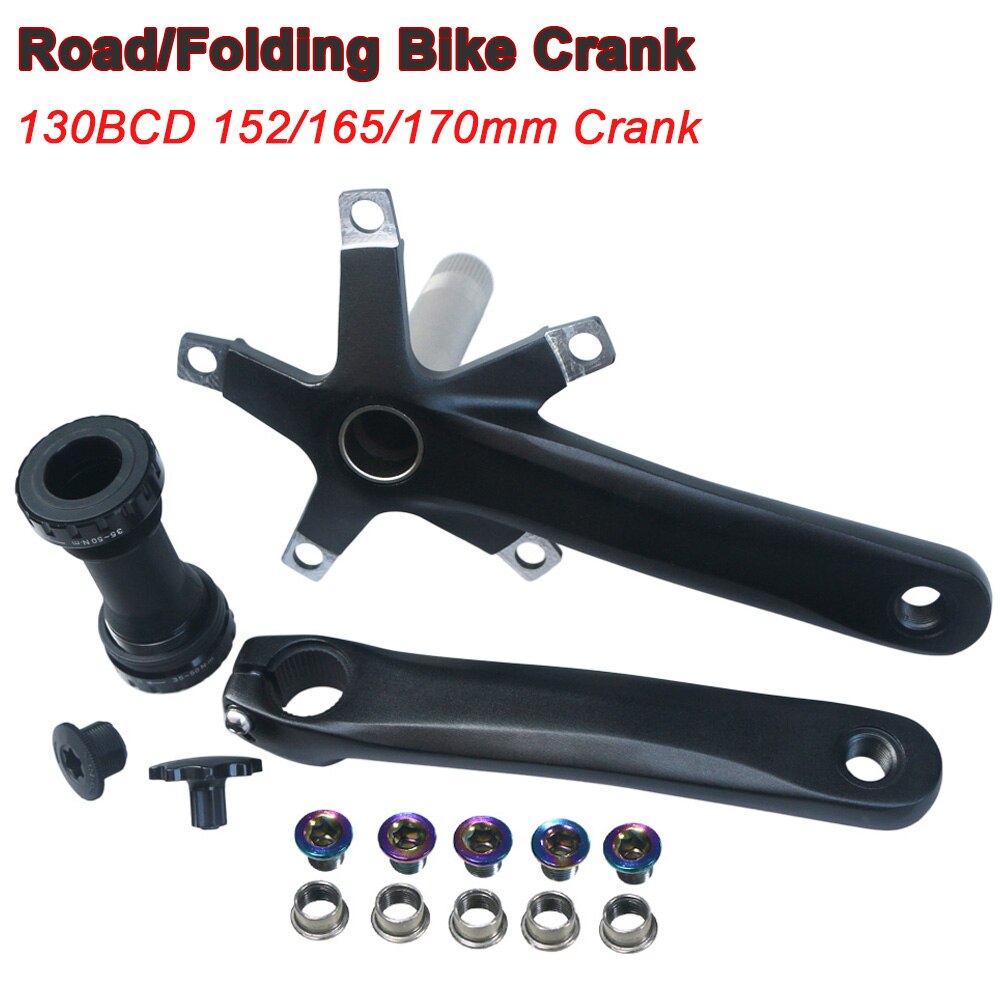 130BCD Fiets Crankstel 130 Bcd 152 165 170 Lengte Krukken Set Racefiets Hollow Integrale Crank Arm Vouwfiets Bb trapas