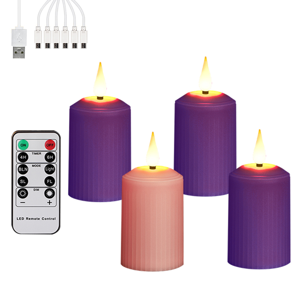 Velas Led recargables por Usb, llama parpadeante con Control remoto, luz impermeable, velas de boda, lámpara de vela de decoración del hogar: Rojo