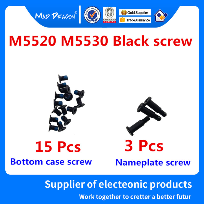 15 PCS lower cover screws /3 pcs nameplate screws for Dell Precision 5520 5530 5540 M5530 Laptop Bottom shell black screws