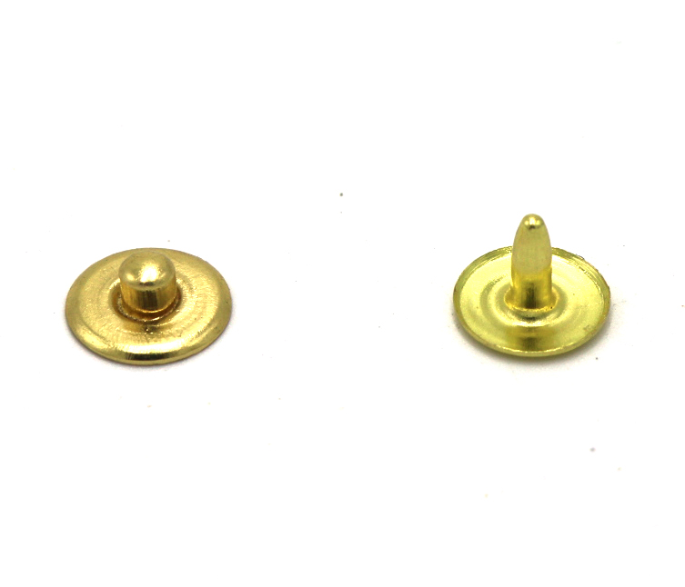 100 juegos de remaches de latón de 9,5mm para pantalones vaqueros, clavos de botón de cobre antiguo: gold