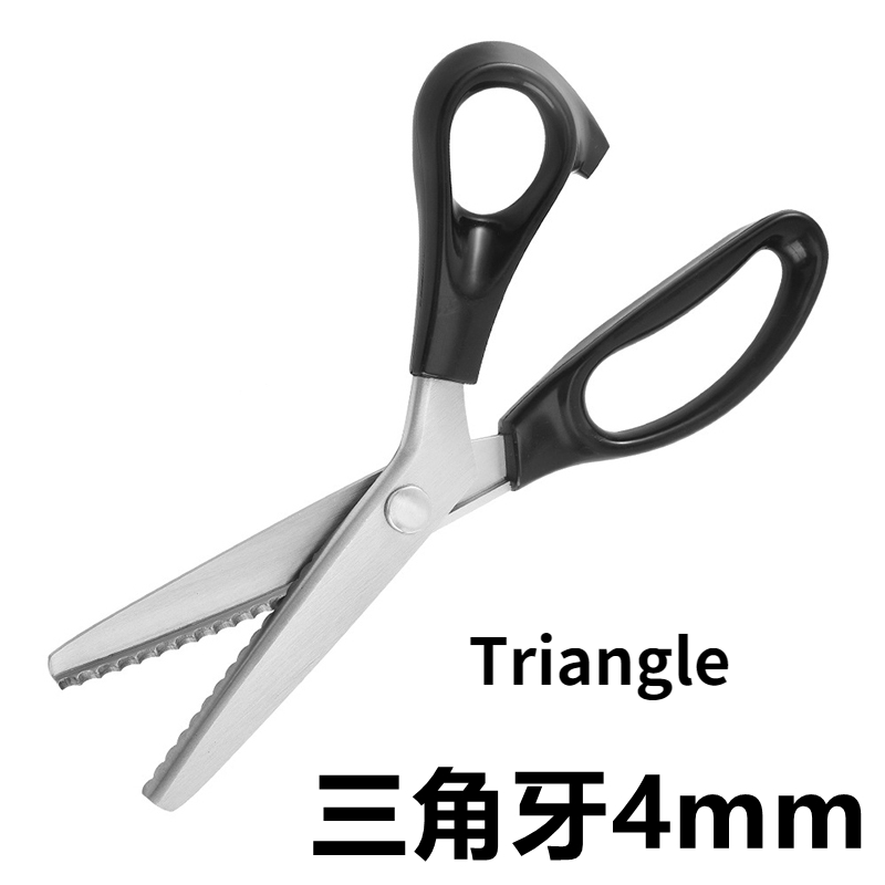 Zig Zag-Tijeras de sastre de acero inoxidable, herramienta de costura de cuero y tela, para costura: Triangle 4mm