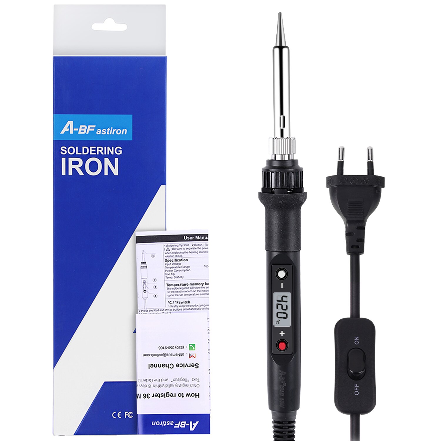 A-BF 836D Electric Soldering Iron Digital Display Temperature Control 60W Precision Technology Rapid Temperature Rise 180℃~480℃: 836D-OB-B / US